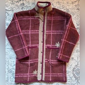 Handmade Upcycled Plaid and Floral Blanket Jacket
